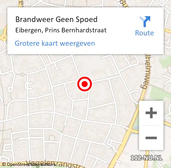 Locatie op kaart van de 112 melding: Brandweer Geen Spoed Naar Eibergen, Prins Bernhardstraat op 24 oktober 2024 17:05