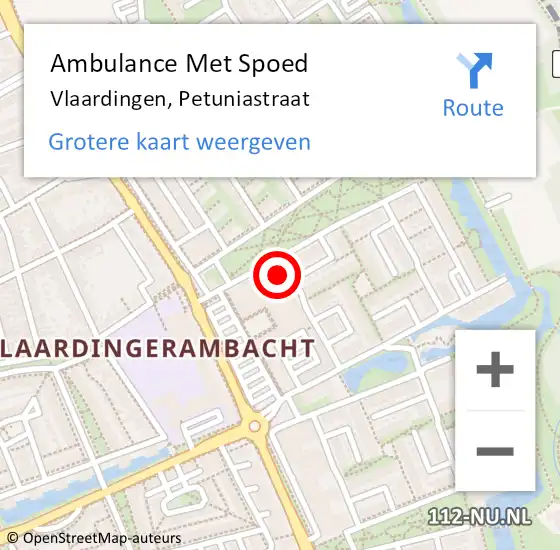 Locatie op kaart van de 112 melding: Ambulance Met Spoed Naar Vlaardingen, Petuniastraat op 24 oktober 2024 17:13