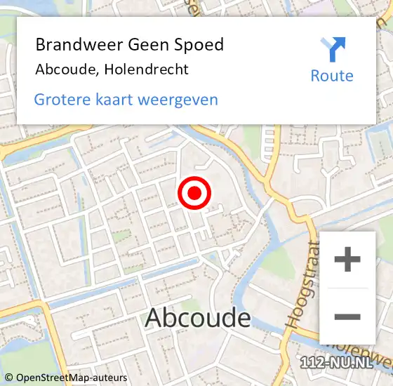 Locatie op kaart van de 112 melding: Brandweer Geen Spoed Naar Abcoude, Holendrecht op 24 oktober 2024 17:24