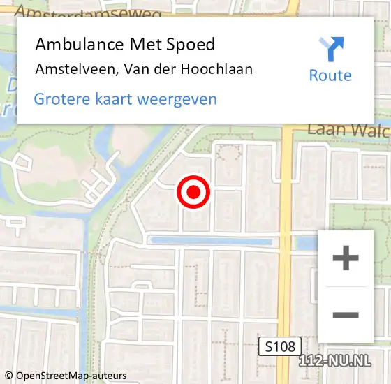 Locatie op kaart van de 112 melding: Ambulance Met Spoed Naar Amstelveen, Van der Hoochlaan op 24 oktober 2024 17:29