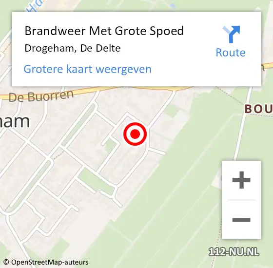 Locatie op kaart van de 112 melding: Brandweer Met Grote Spoed Naar Drogeham, De Delte op 24 oktober 2024 17:31