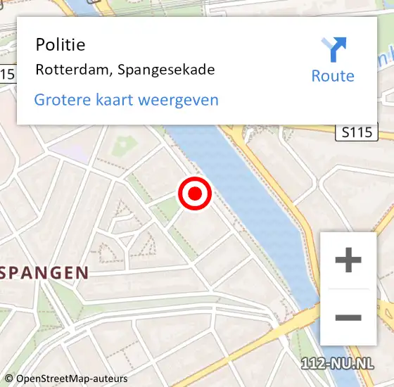 Locatie op kaart van de 112 melding: Politie Rotterdam, Spangesekade op 24 oktober 2024 17:31