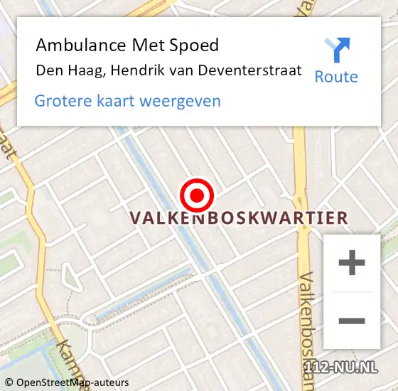 Locatie op kaart van de 112 melding: Ambulance Met Spoed Naar Den Haag, Hendrik van Deventerstraat op 24 oktober 2024 17:33