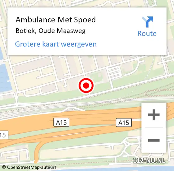 Locatie op kaart van de 112 melding: Ambulance Met Spoed Naar Botlek, Oude Maasweg op 24 oktober 2014 15:18