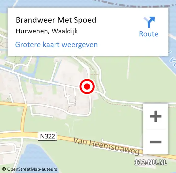 Locatie op kaart van de 112 melding: Brandweer Met Spoed Naar Hurwenen, Waaldijk op 24 oktober 2024 17:38