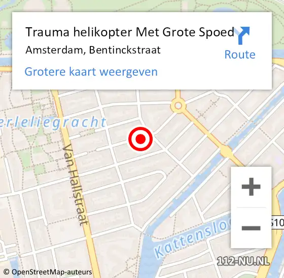 Locatie op kaart van de 112 melding: Trauma helikopter Met Grote Spoed Naar Amsterdam, Bentinckstraat op 24 oktober 2024 17:44