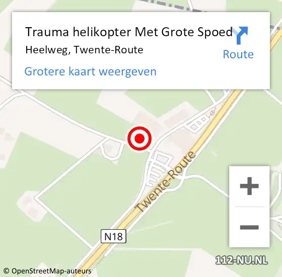 Locatie op kaart van de 112 melding: Trauma helikopter Met Grote Spoed Naar Heelweg, Twente-Route op 24 oktober 2024 17:51