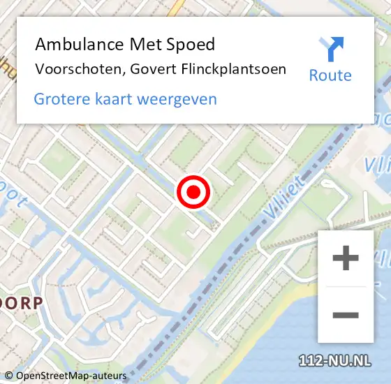 Locatie op kaart van de 112 melding: Ambulance Met Spoed Naar Voorschoten, Govert Flinckplantsoen op 24 oktober 2024 18:02