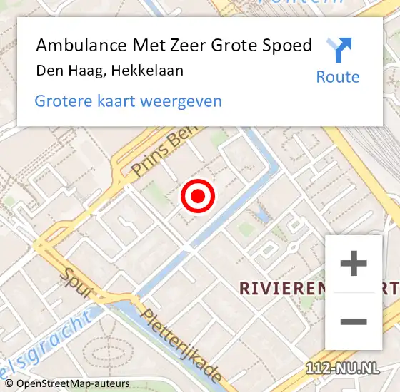 Locatie op kaart van de 112 melding: Ambulance Met Zeer Grote Spoed Naar Den Haag, Hekkelaan op 24 oktober 2024 18:09