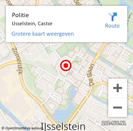 Locatie op kaart van de 112 melding: Politie IJsselstein, Castor op 24 oktober 2024 18:19