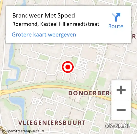 Locatie op kaart van de 112 melding: Brandweer Met Spoed Naar Roermond, Kasteel Hillenraedtstraat op 24 oktober 2024 18:23