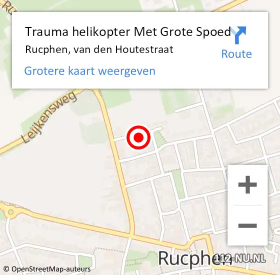 Locatie op kaart van de 112 melding: Trauma helikopter Met Grote Spoed Naar Rucphen, van den Houtestraat op 24 oktober 2024 18:24