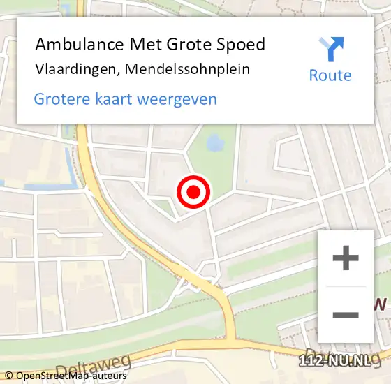 Locatie op kaart van de 112 melding: Ambulance Met Grote Spoed Naar Vlaardingen, Mendelssohnplein op 24 oktober 2024 18:35