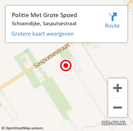 Locatie op kaart van de 112 melding: Politie Met Grote Spoed Naar Schoondijke, Sasputsestraat op 24 oktober 2024 19:04