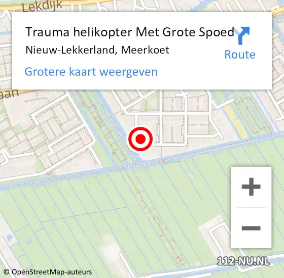 Locatie op kaart van de 112 melding: Trauma helikopter Met Grote Spoed Naar Nieuw-Lekkerland, Meerkoet op 24 oktober 2024 19:23