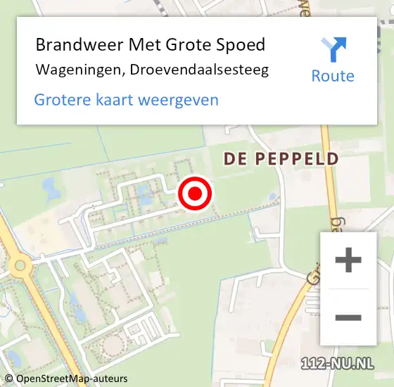 Locatie op kaart van de 112 melding: Brandweer Met Grote Spoed Naar Wageningen, Droevendaalsesteeg op 24 oktober 2024 19:24