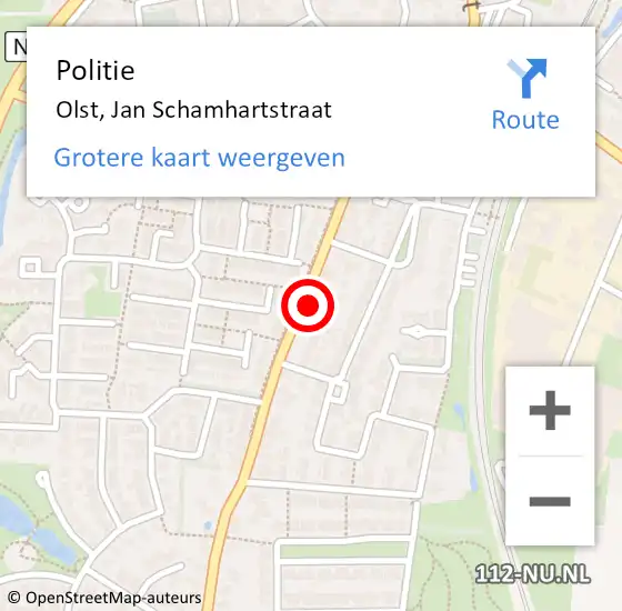 Locatie op kaart van de 112 melding: Politie Olst, Jan Schamhartstraat op 24 oktober 2024 19:32