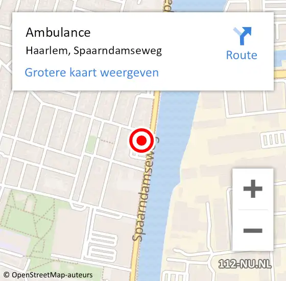 Locatie op kaart van de 112 melding: Ambulance Haarlem, Spaarndamseweg op 24 oktober 2024 19:53