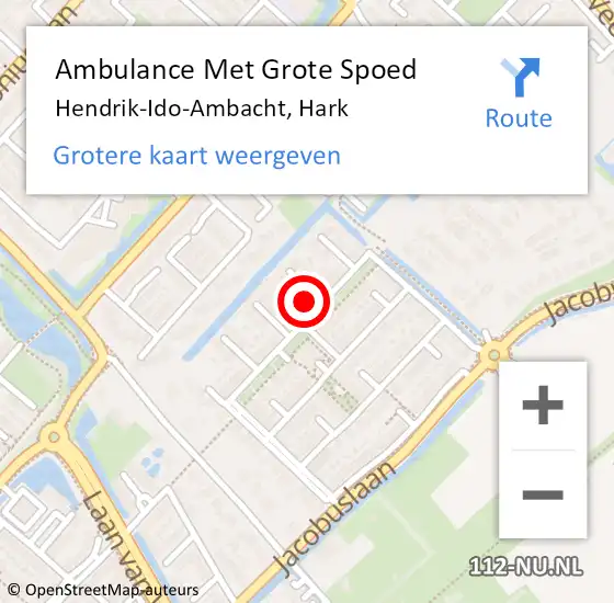 Locatie op kaart van de 112 melding: Ambulance Met Grote Spoed Naar Hendrik-Ido-Ambacht, Hark op 24 oktober 2024 19:55