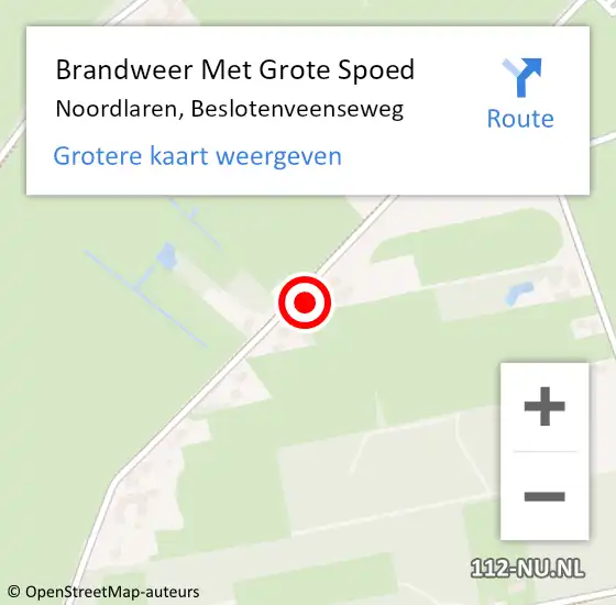 Locatie op kaart van de 112 melding: Brandweer Met Grote Spoed Naar Noordlaren, Beslotenveenseweg op 24 oktober 2024 20:02