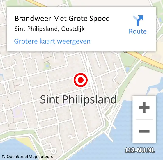 Locatie op kaart van de 112 melding: Brandweer Met Grote Spoed Naar Sint Philipsland, Oostdijk op 24 oktober 2024 20:03