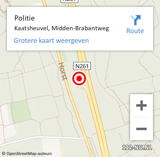 Locatie op kaart van de 112 melding: Politie Kaatsheuvel, Midden-Brabantweg op 24 oktober 2024 20:05