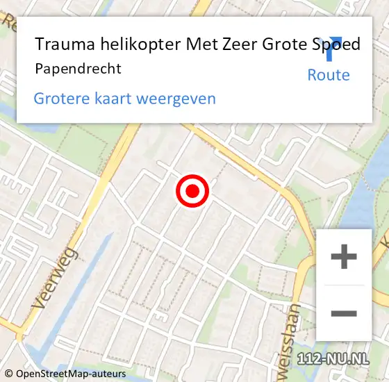 Locatie op kaart van de 112 melding: Trauma helikopter Met Zeer Grote Spoed Naar Papendrecht op 24 oktober 2024 20:11