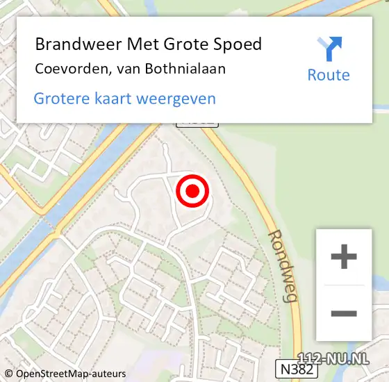 Locatie op kaart van de 112 melding: Brandweer Met Grote Spoed Naar Coevorden, van Bothnialaan op 24 oktober 2024 20:19