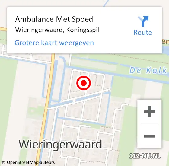 Locatie op kaart van de 112 melding: Ambulance Met Spoed Naar Wieringerwaard, Koningsspil op 24 oktober 2024 20:38