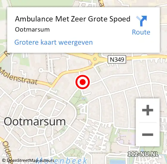 Locatie op kaart van de 112 melding: Ambulance Met Zeer Grote Spoed Naar Ootmarsum op 24 oktober 2024 20:49