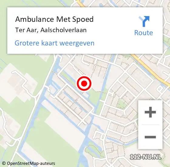 Locatie op kaart van de 112 melding: Ambulance Met Spoed Naar Ter Aar, Aalscholverlaan op 24 oktober 2014 15:40