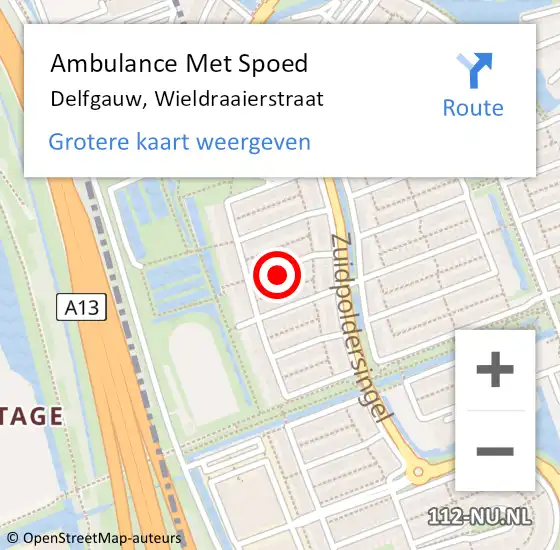 Locatie op kaart van de 112 melding: Ambulance Met Spoed Naar Delfgauw, Wieldraaierstraat op 24 oktober 2024 22:42