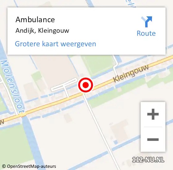 Locatie op kaart van de 112 melding: Ambulance Andijk, Kleingouw op 24 oktober 2024 22:59