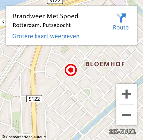 Locatie op kaart van de 112 melding: Brandweer Met Spoed Naar Rotterdam, Putsebocht op 24 oktober 2024 23:22