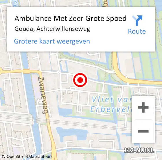 Locatie op kaart van de 112 melding: Ambulance Met Zeer Grote Spoed Naar Gouda, Achterwillenseweg op 24 oktober 2024 23:26