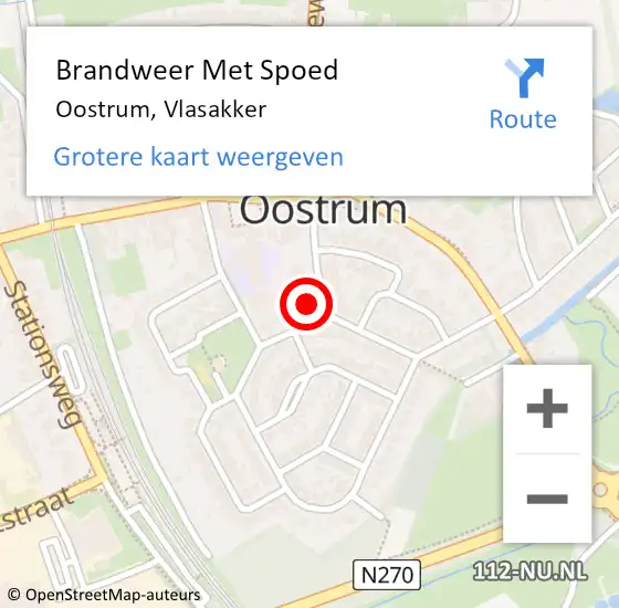 Locatie op kaart van de 112 melding: Brandweer Met Spoed Naar Oostrum, Vlasakker op 25 oktober 2024 01:01