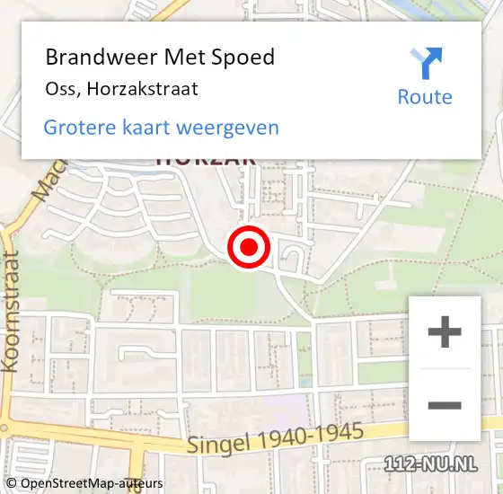 Locatie op kaart van de 112 melding: Brandweer Met Spoed Naar Oss, Horzakstraat op 25 oktober 2024 01:21