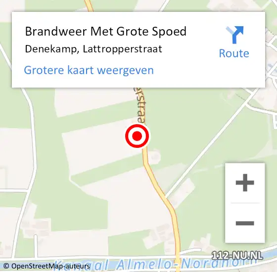 Locatie op kaart van de 112 melding: Brandweer Met Grote Spoed Naar Denekamp, Lattropperstraat op 25 oktober 2024 01:48