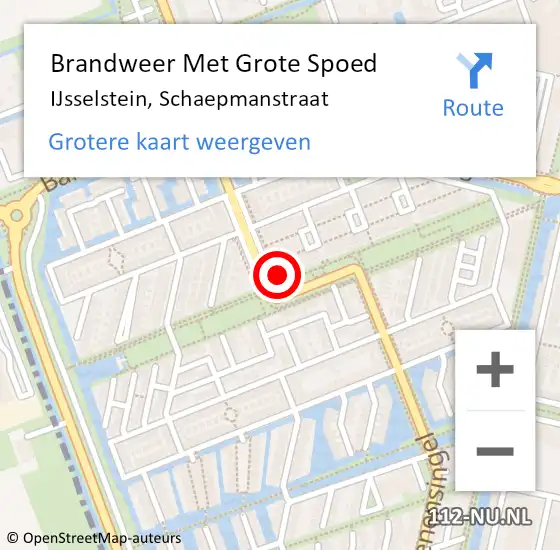 Locatie op kaart van de 112 melding: Brandweer Met Grote Spoed Naar IJsselstein, Schaepmanstraat op 24 oktober 2014 15:50