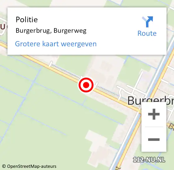 Locatie op kaart van de 112 melding: Politie Burgerbrug, Burgerweg op 24 oktober 2014 15:51