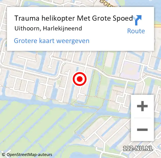 Locatie op kaart van de 112 melding: Trauma helikopter Met Grote Spoed Naar Uithoorn, Harlekijneend op 25 oktober 2024 02:38