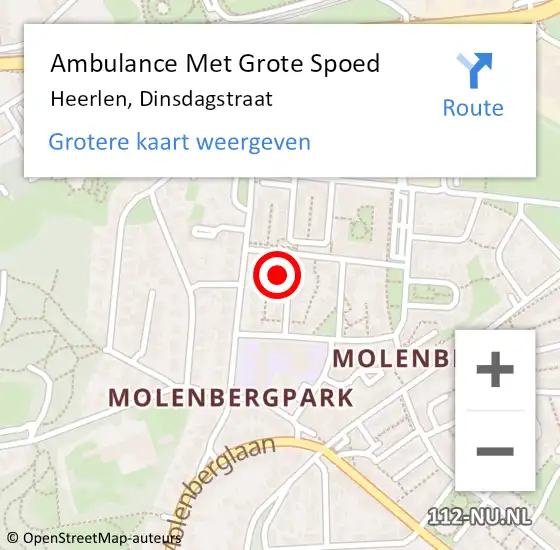 Locatie op kaart van de 112 melding: Ambulance Met Grote Spoed Naar Heerlen, Dinsdagstraat op 24 oktober 2014 15:53