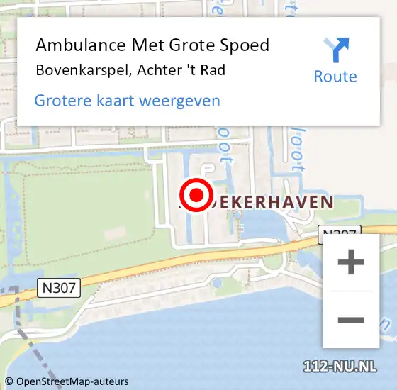 Locatie op kaart van de 112 melding: Ambulance Met Grote Spoed Naar Bovenkarspel, Achter 't Rad op 25 oktober 2024 03:10