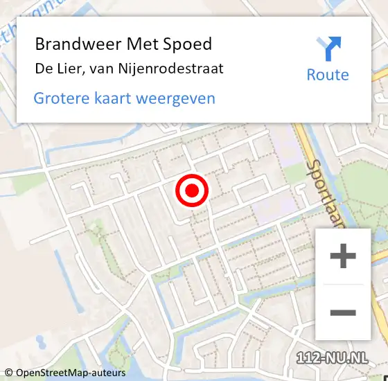 Locatie op kaart van de 112 melding: Brandweer Met Spoed Naar De Lier, van Nijenrodestraat op 25 oktober 2024 03:15