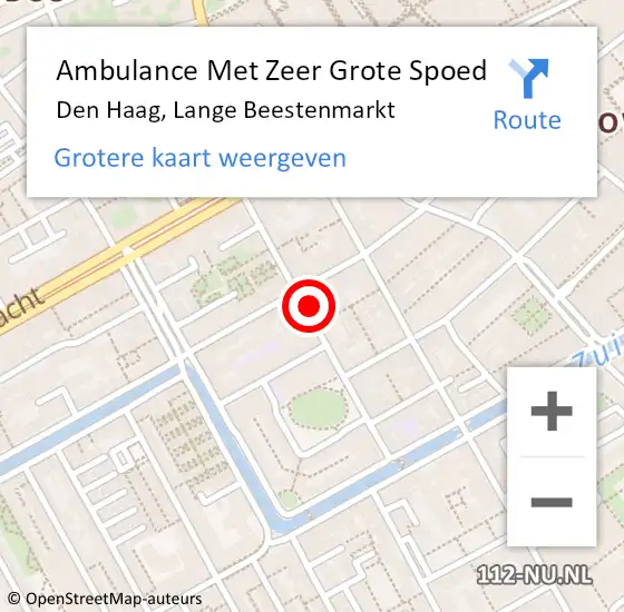 Locatie op kaart van de 112 melding: Ambulance Met Zeer Grote Spoed Naar Den Haag, Lange Beestenmarkt op 25 oktober 2024 04:13