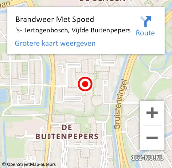 Locatie op kaart van de 112 melding: Brandweer Met Spoed Naar 's-Hertogenbosch, Vijfde Buitenpepers op 25 oktober 2024 04:48