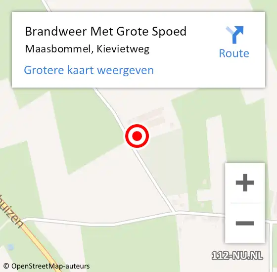 Locatie op kaart van de 112 melding: Brandweer Met Grote Spoed Naar Maasbommel, Kievietweg op 25 oktober 2024 05:01