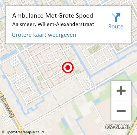 Locatie op kaart van de 112 melding: Ambulance Met Grote Spoed Naar Aalsmeer, Willem-Alexanderstraat op 25 oktober 2024 05:49