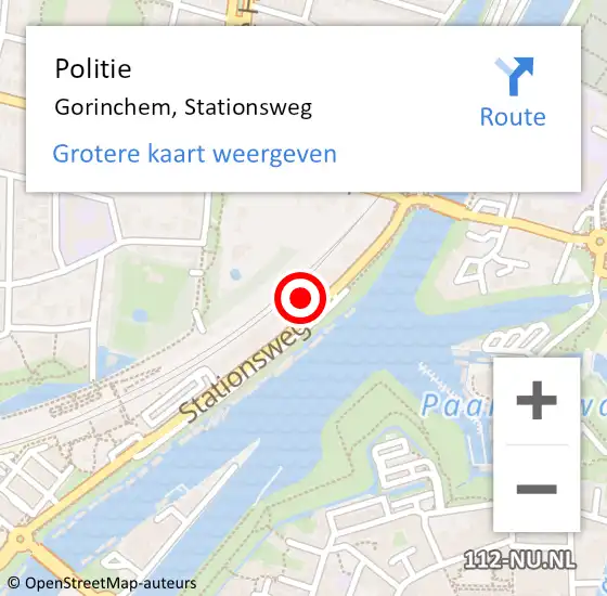 Locatie op kaart van de 112 melding: Politie Gorinchem, Stationsweg op 25 oktober 2024 06:02