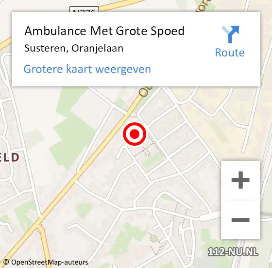 Locatie op kaart van de 112 melding: Ambulance Met Grote Spoed Naar Susteren, Oranjelaan op 25 oktober 2024 06:56